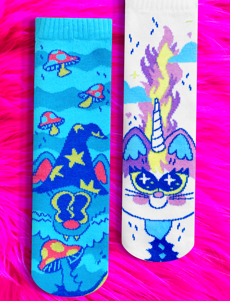 Abra & Catabra Magical Cats Non-Slip Gripper Socks for Kids - Untamed Post