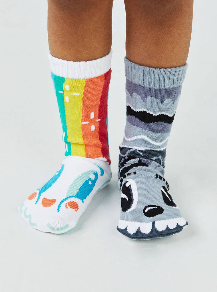 Rainbowface & Mr. Gray Mismatched Kids Non-Slip Socks - Untamed Post