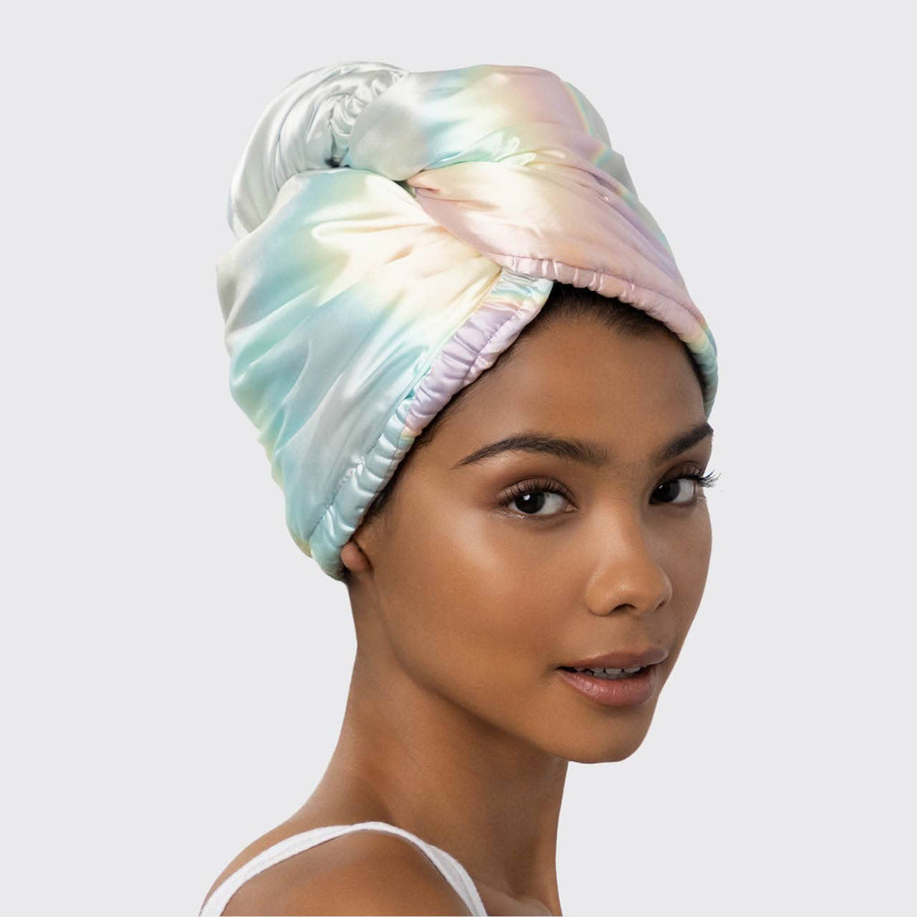 Satin-Wrapped Hair Towel - Aura - Untamed Post