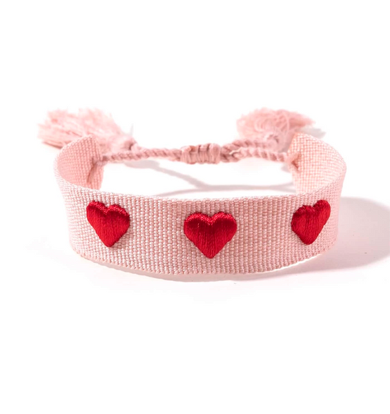 Adjustable Heart Embroidery & Tassel Braided Bracelet - Untamed Post