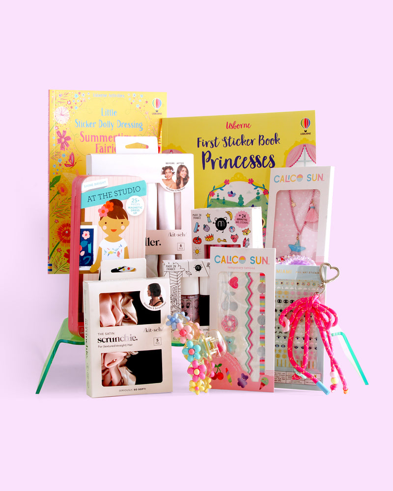 Untamed Post Style & Sparkle Gift Bundle featuring age-appropriate, candy-free fashion and beauty-themed items for kids ages 3–11, custom selected by age and interests.