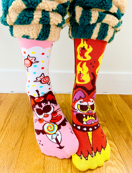 Purrty Sweet & Feline Spicy Mismatched Cat Socks for Adults - Untamed Post