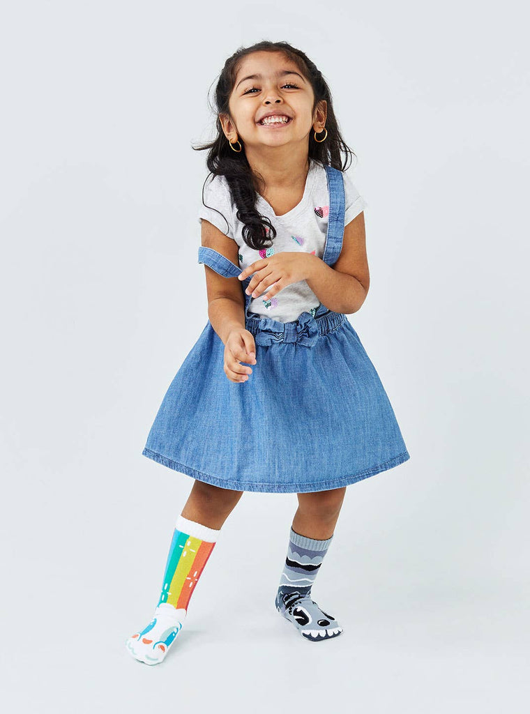 Rainbowface & Mr. Gray Mismatched Kids Non-Slip Socks - Untamed Post