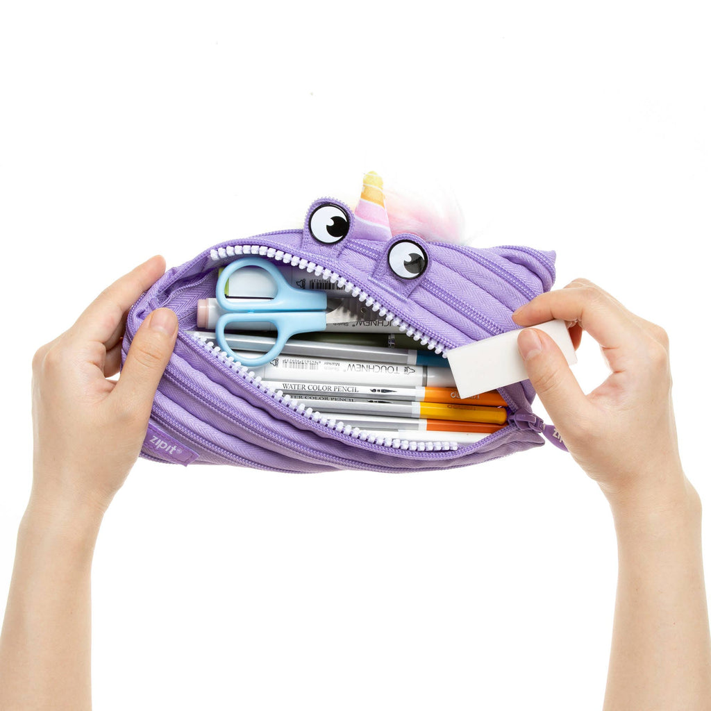 ZIPIT Unicorn Pencil Case, Purple - Untamed Post