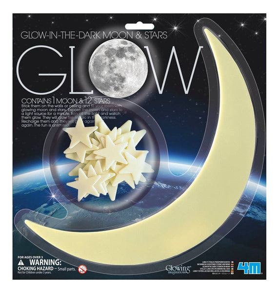 4M Glow In The Dark Large Moon and Stars-Kids Room Decor - Untamed Post